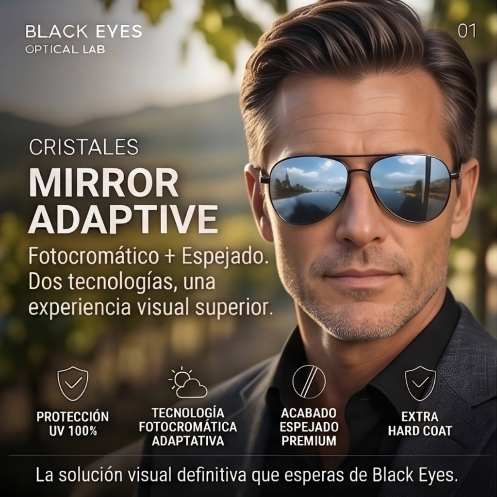 Mirror Adaptive | Fotocromático + Espejado. Dos tecnologías, una experiencia visual superior.