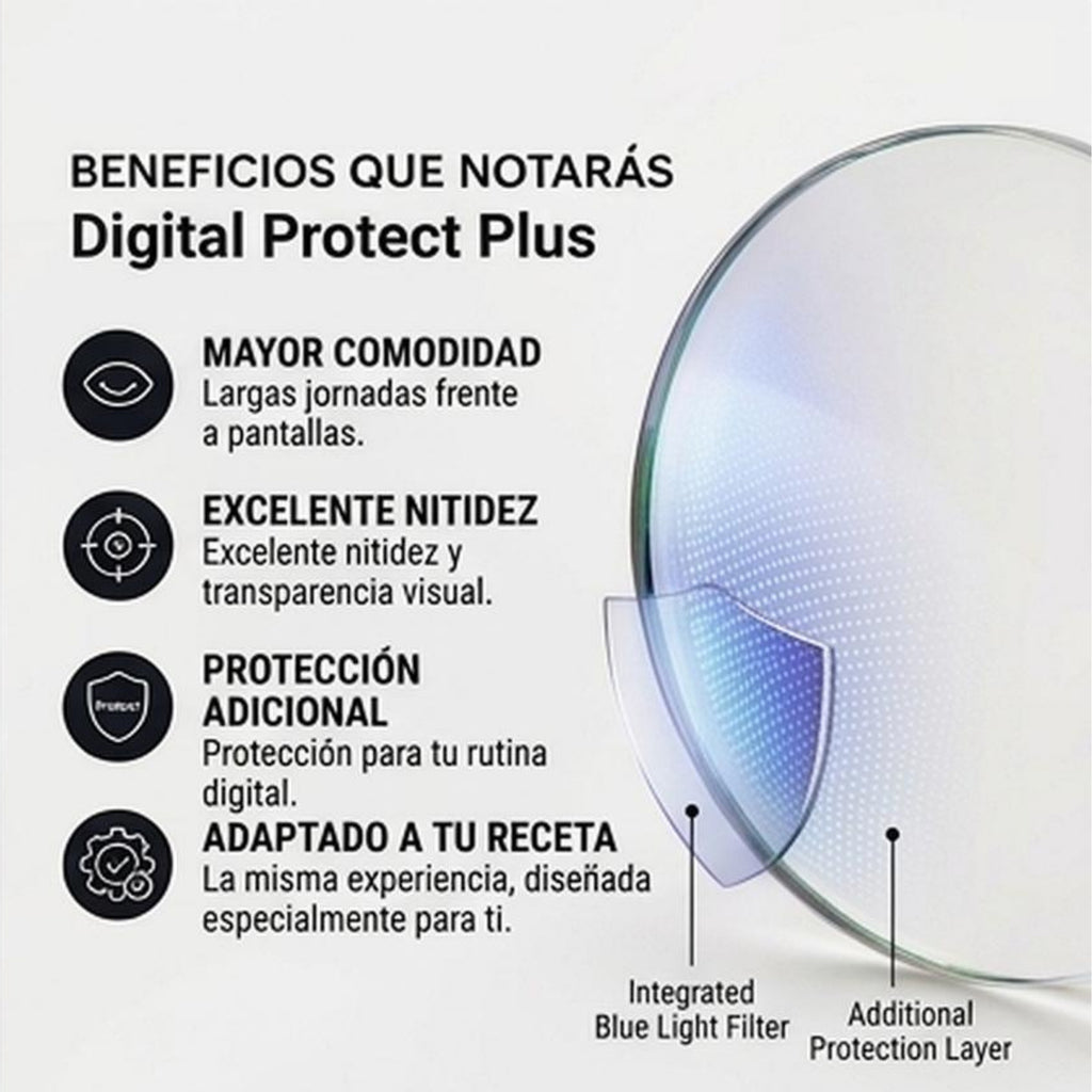 Digital Protect Plus | Tecnología visual diseñada para tu vida digital, sin importar tu receta óptica.