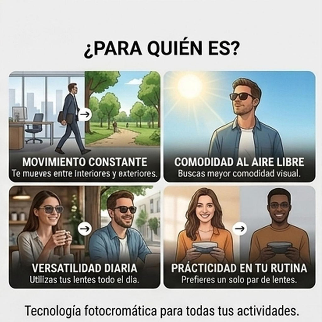 Photo Adaptive - CAFÉ -| Un solo par de lentes para todo tu día.