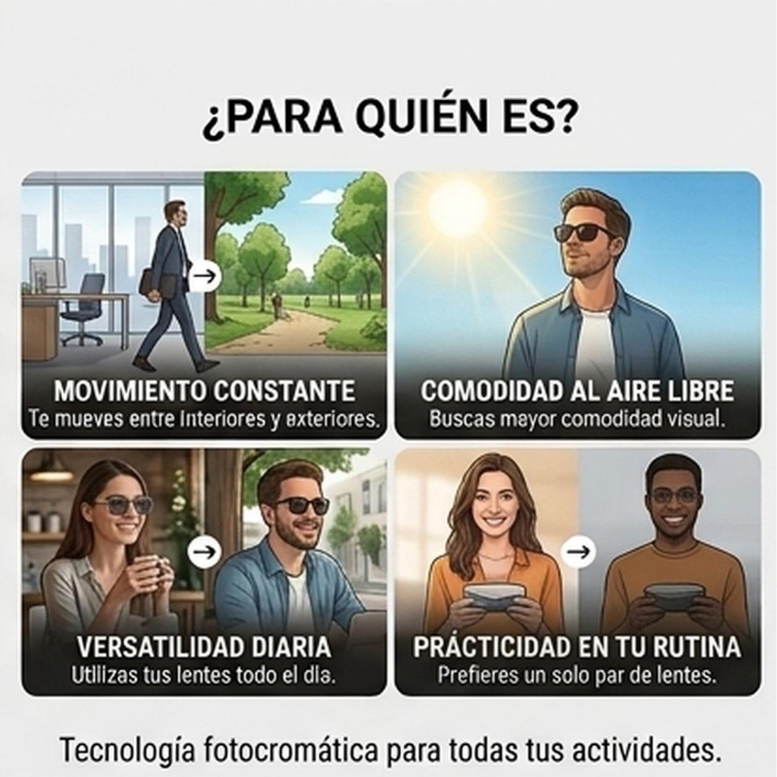 Photo Adaptive - GRIS -| Un solo par de lentes para todo tu día.