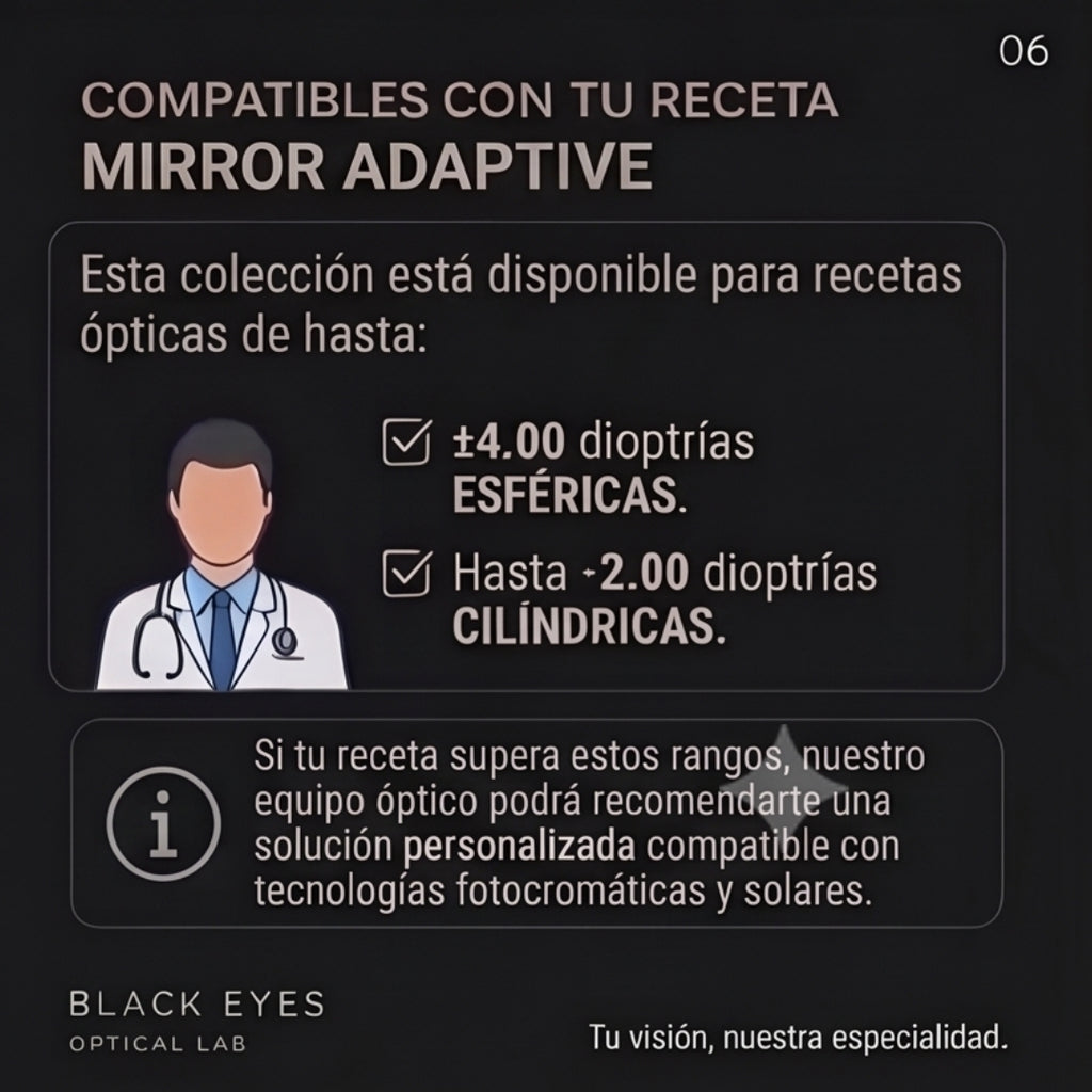 Mirror Adaptive | Fotocromático + Espejado. Dos tecnologías, una experiencia visual superior.